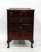 Small mahogany chest of four long drawers, on cabriole legs, width 48cm