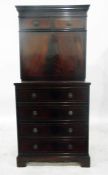 Lady's reproduction mahogany and line inlaid writing desk fitted two small drawers and four long