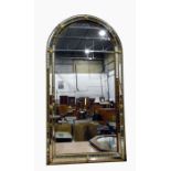 Modern arched mantel mirror with dome-shaped mirrored frame and gilt mounts, 58cm wide