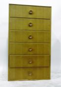 20th century pedestal chest of six drawers, with turned knob handles, 61cm wide