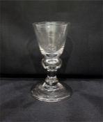 George I baluster dram glass, round funnel bowl, b