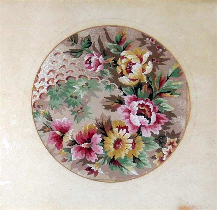 Set of four gouache drawings Studies of flowers, in circular mounts, 11cm diameter (4)