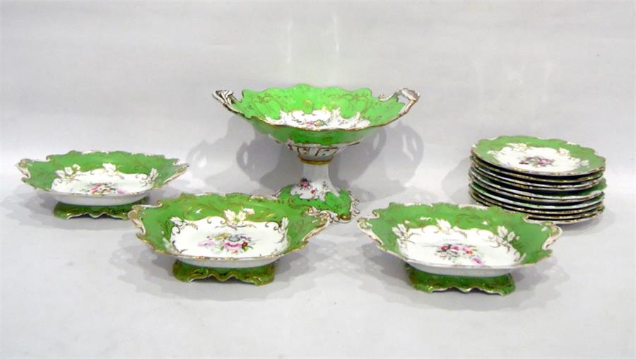 19th century part dessert service, cream ground wi