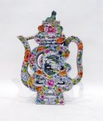 Chinese porcelain wine jug in the form of Chinese character 'plenty', famille rose palette, floral