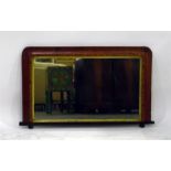 Framed rectangular mantel mirror with gilt border and satinwood inlay, 92cm wide