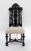 19th century carved oak Carolean style high-backed hall chair with carved and shaped crestrail,