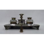 LOT WITHDRAWN - WILL BE SOLD IN 18TH DECEMBER XMAS SALE AT CHELTENHAM Silver plated inkstand with