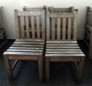 Set of six Lindsey plantation teak chairs with slat backs and seats, on square legs (6)