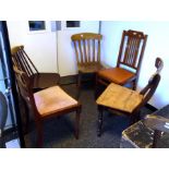 Beech and elm lath back kitchen chair, a spindleback chair, a ladderback chair and two others (5)