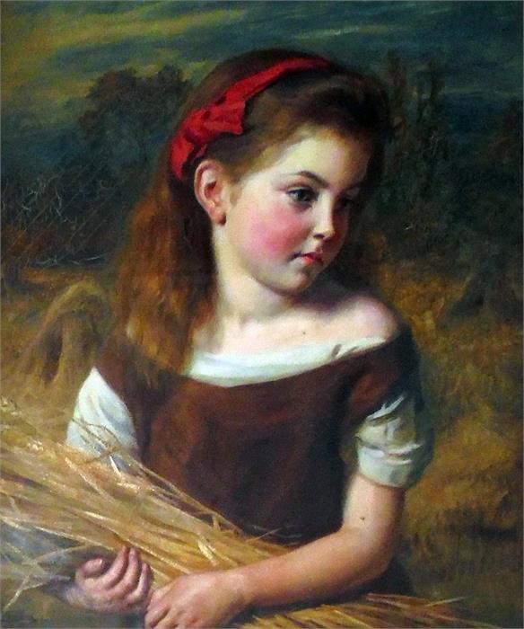 Oil on canvas Attributed to James Archer RSA 1822-1904, Scottish artist Young girl in a field