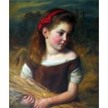 Oil on canvas Attributed to James Archer RSA 1822-1904, Scottish artist Young girl in a field