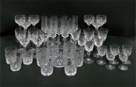 Suite of glassware including champagnes, wines and