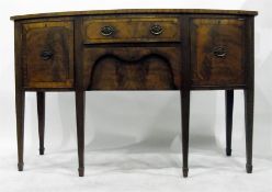 Georgian style mahogany bowfronted sideboard, the top with broad crossbanded border and having two