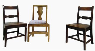 Pair of 19th century mahogany solid seat chairs and another in oak (3)