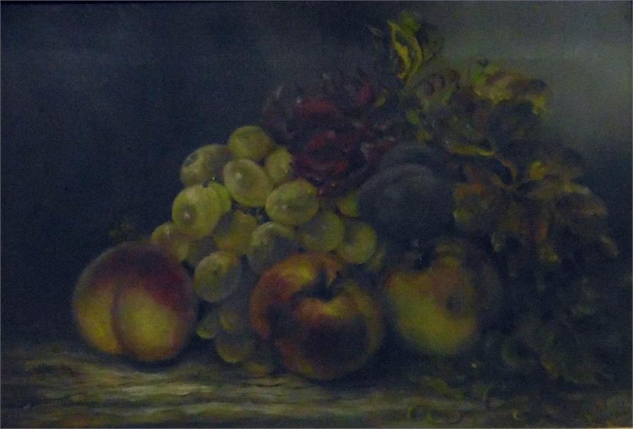 M G Smith (19th century school) Oil on canvas Still life study of fruit, signed lower right and