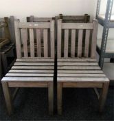 Set of six Lindsey plantation teak chairs with slat backs and seats, on square legs (6)