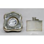 19th century silver and morocco leather cased pocket watch, engraved initial 'C', Chester hallmark