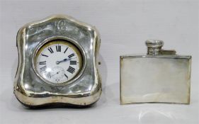 19th century silver and morocco leather cased pocket watch, engraved initial 'C', Chester hallmark
