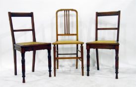 Pair of Edwardian mahogany framed cane-seated bedroom chairs and another in oak (3)