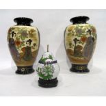 Pair of Japanese vases, a cloisonne pear-shaped tr