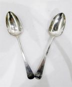 Pair George III silver tablespoons, Old English pattern with engraved initials 'NG'