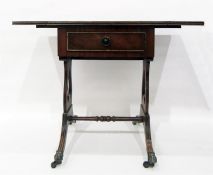 Reproduction mahogany finish fall flap lamp table