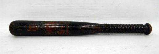 Victorian police truncheon, hand-painted with crest, 43cm