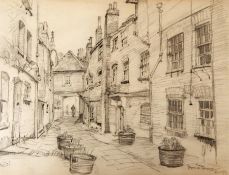 Bryan De Grineau (1882-1957)  Pencil drawing Eton street scene, signed and dated lower right 1939,