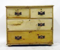 Victorian chest of two short and two long drawers, with painted metal handles, 85cm wide