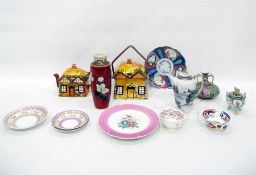 Cottageware teapots, assorted teacups and saucers,