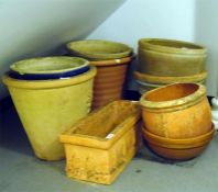 Assorted garden pots and a jardinere stand