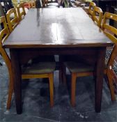 Fruitwood dining table, possibly cherry, the four-plank top 183cm x 92cm