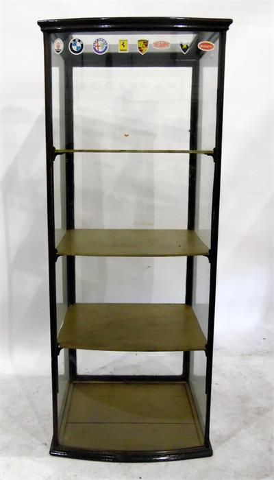 Bowfront glazed display cabinet enclosing shelves, height 167cm