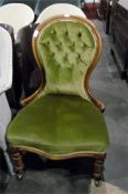 Lady's Victorian deep button upholstered, spoon-ba