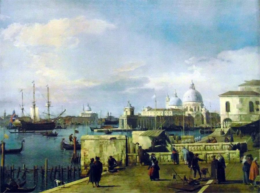 After Canaletto  Colour print on board  Venetian scene, 67cm x 90cm