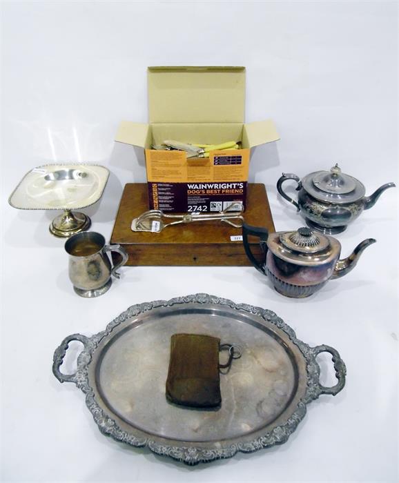 Box of plated ware, a canteen box and loose flatware