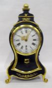 Early 20th century Zenith bracket clock, black patent heightened in gilt, having stepped pediment