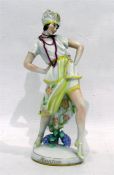 Augarten Vienna porcelain figure of 'Tilly Losch', 20cm high (damaged)