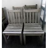 Set of four Lindsey plantation teak chairs with slat backs and seats, on square legs (4)