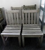 Set of four Lindsey plantation teak chairs with slat backs and seats, on square legs (4)