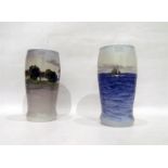 Pair of Bing & Grondahl vases, ship and beach scene, 27cm high