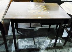 Early 20th century mahogany games table with chequerboard inlay to top, on square tapering legs,