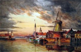 L Van Staaten  Watercolour "Near Delft", signed lower left, titled to the margin, 39cm x 61cm