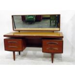 G-Plan mirror-back dressing table with central frieze jewellery drawer, on a pair of two-drawer