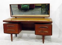 G-Plan mirror-back dressing table with central frieze jewellery drawer, on a pair of two-drawer