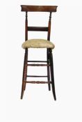 19th century child's stained beech deportment chair on turned supports