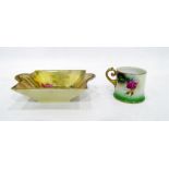 Royal Worcester cabinet cup, rose decorated, numbe