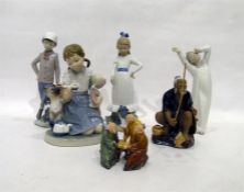 Lladro figure of a little girl with doll and kitte
