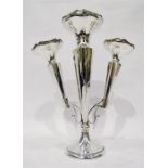 Silver three-branch posy trumpet vase bearing presentation inscription 'Swimming 1923, the prize won