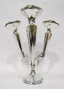 Silver three-branch posy trumpet vase bearing presentation inscription 'Swimming 1923, the prize won